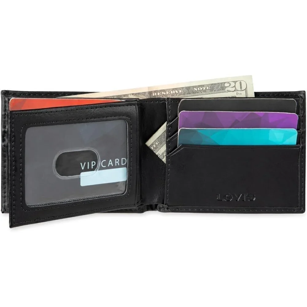 🆕Men's Black Extra Capacity Slimfold Wallet with Multiple Card Slots ID Window